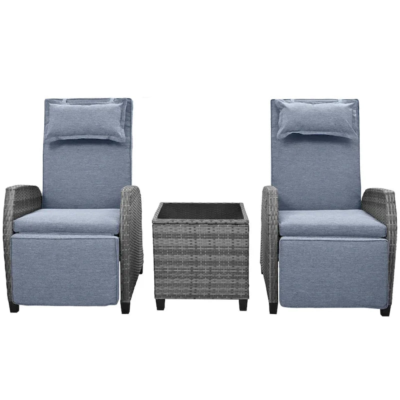 Outdoor Rattan Two-person Loveseat With Coffee Table