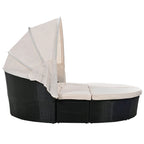 Outdoor Rattan daybed sunbed with Retractable Canopy Wicker Furniture with Washable Cushions