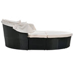 Outdoor Rattan daybed sunbed with Retractable Canopy Wicker Furniture with Washable Cushions
