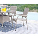 Manhattan Comfort Genoa Patio Dining Armchair in Nature Tan Weave