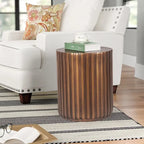 Adeco Modern Round Concrete Accent End Coffee Outdoor Side Table