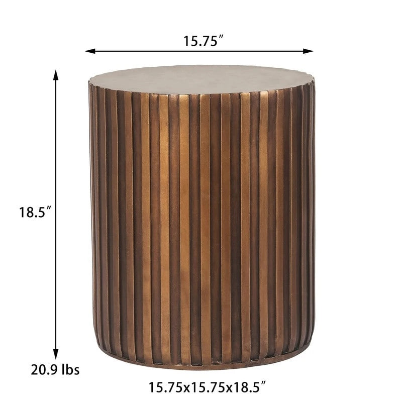 Adeco Modern Round Concrete Accent End Coffee Outdoor Side Table
