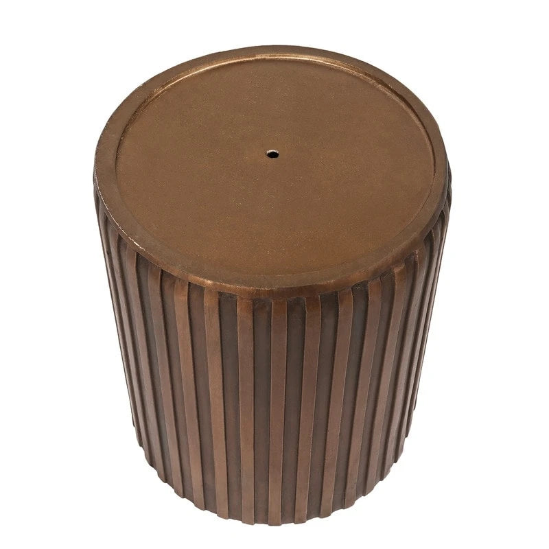 Adeco Modern Round Concrete Accent End Coffee Outdoor Side Table