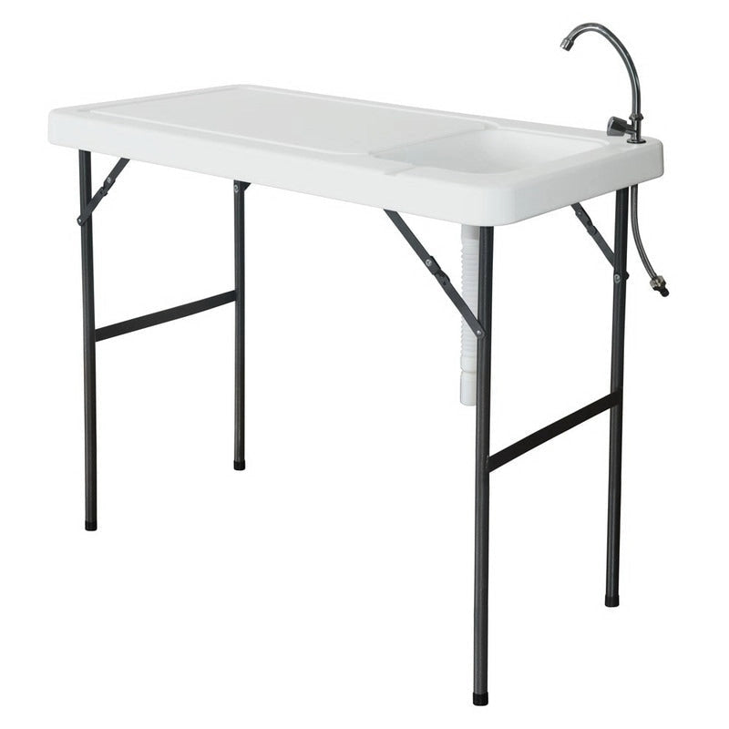 Folding Portable Fish Table with Sink Faucet - White - 23 x 37 x 45