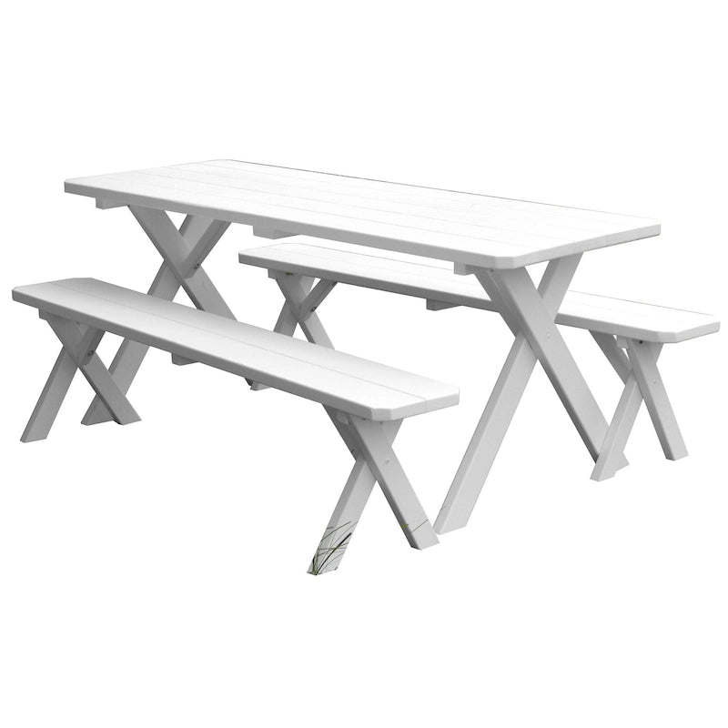Pine 6' Cross-Leg Picnic Table with 2 Benches