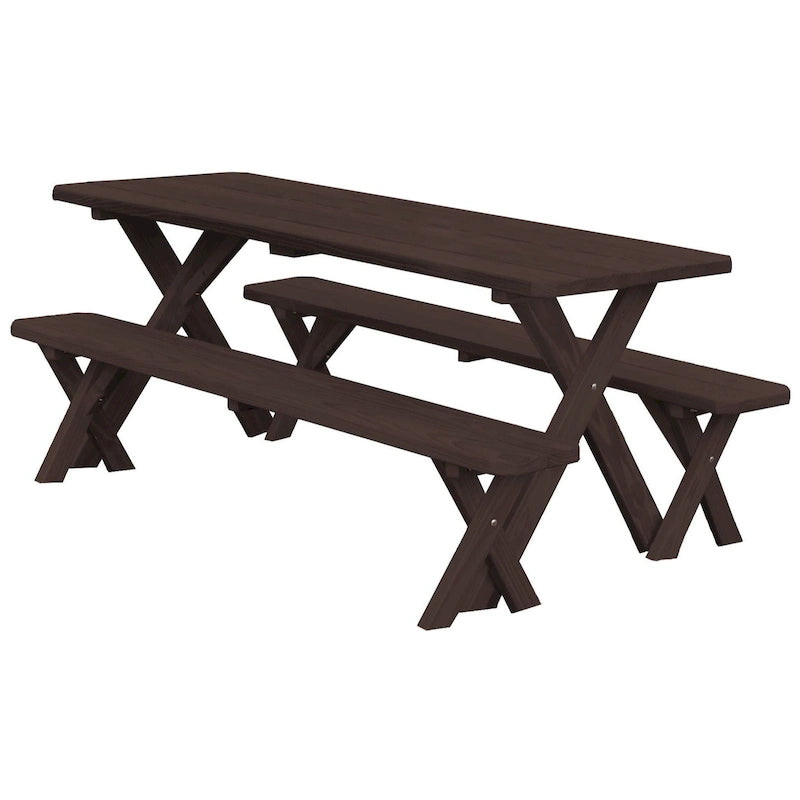 Pine 6' Cross-Leg Picnic Table with 2 Benches