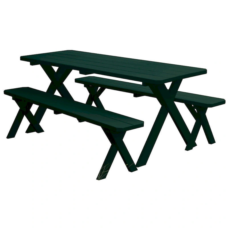 Pine 6' Cross-Leg Picnic Table with 2 Benches