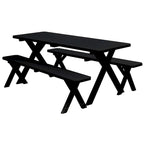 Pine 6' Cross-Leg Picnic Table with 2 Benches