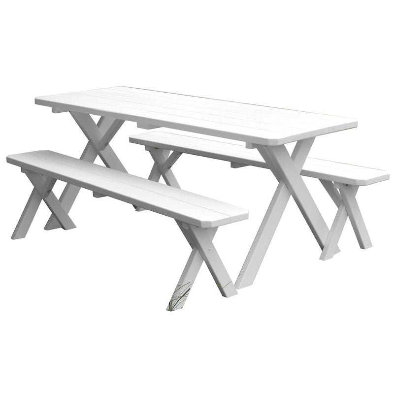 Pine 6' Cross-Leg Picnic Table with 2 Benches