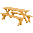 Pine 6' Cross-Leg Picnic Table with 2 Benches
