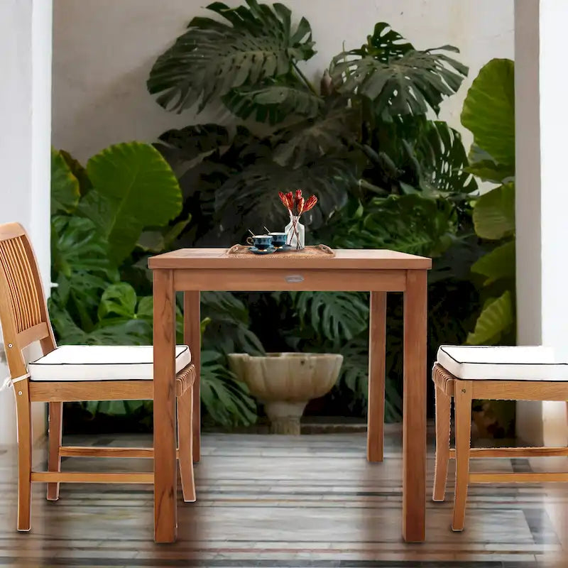 Chic Teak Florence Outdoor Teak Wood Patio Bistro Table, 27 Inch (table only)