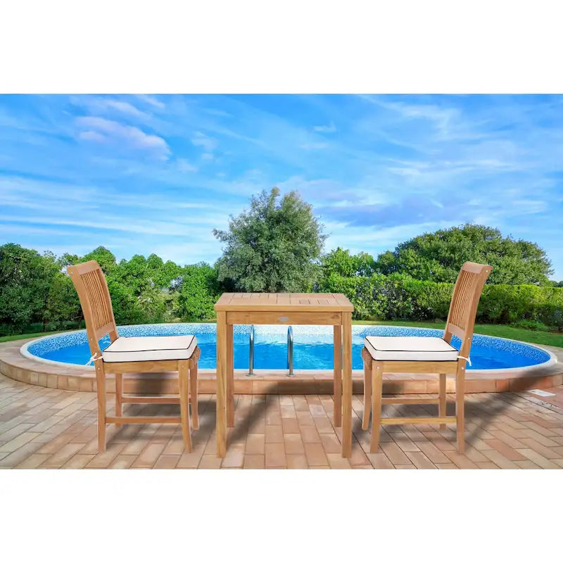 Chic Teak Florence Outdoor Teak Wood Patio Bistro Table, 27 Inch (table only)