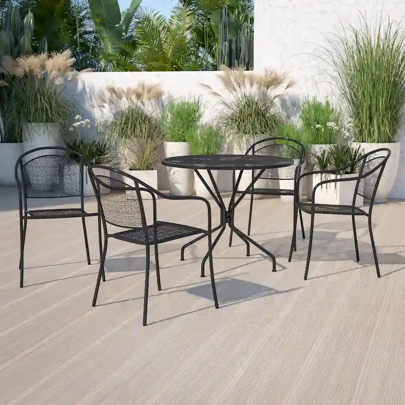 35.25-inch Round 5-piece Indoor/ Outdoor Steel Dining Set