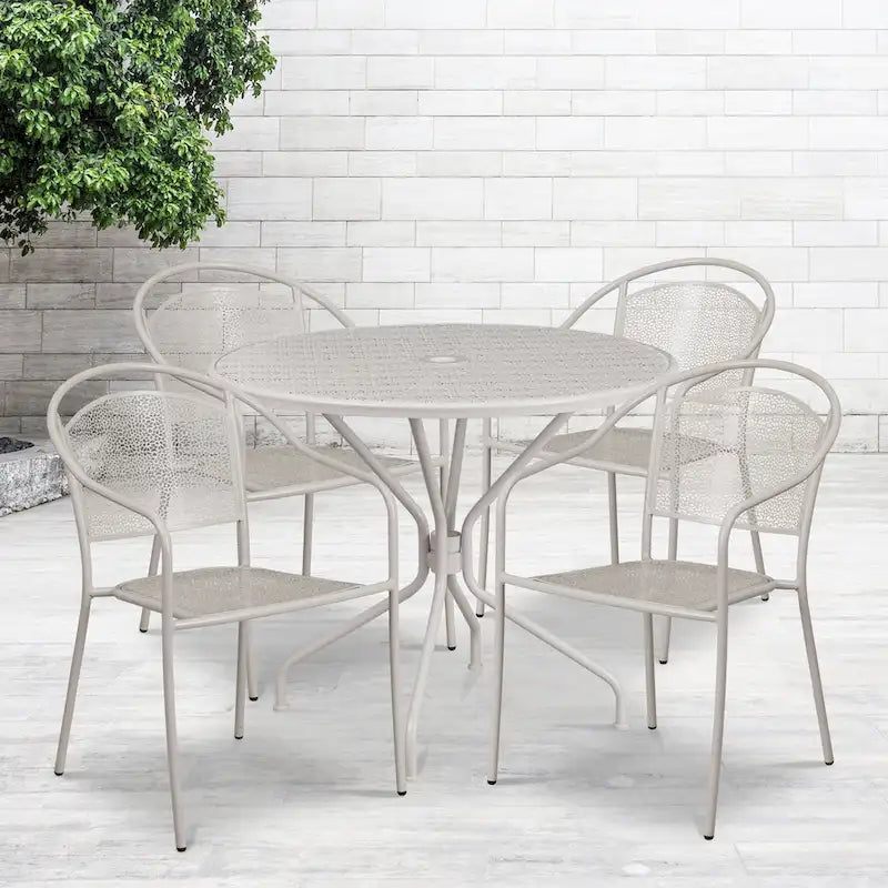 35.25-inch Round 5-piece Indoor/ Outdoor Steel Dining Set