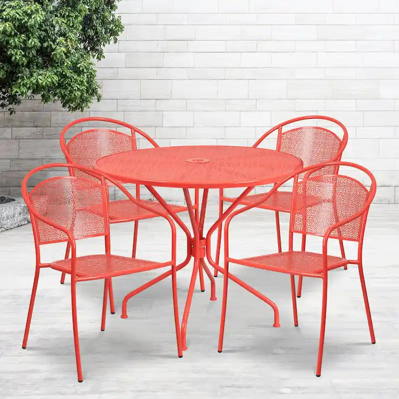 35.25-inch Round Indoor/Outdoor Steel Dining Set