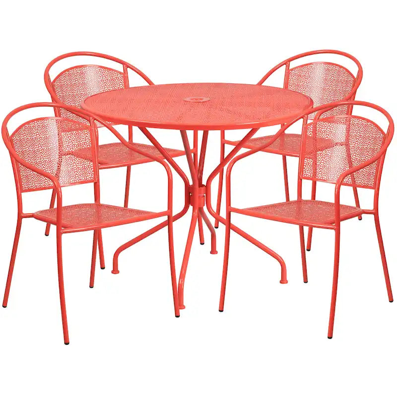 35.25-inch Round Indoor/Outdoor Steel Dining Set