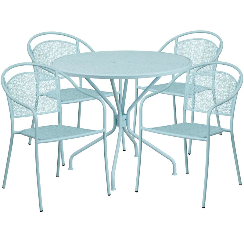 35.25-inch Round Indoor/Outdoor Steel Dining Set
