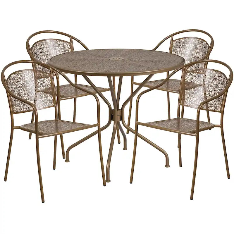 35.25-inch Round Indoor/Outdoor Steel Dining Set