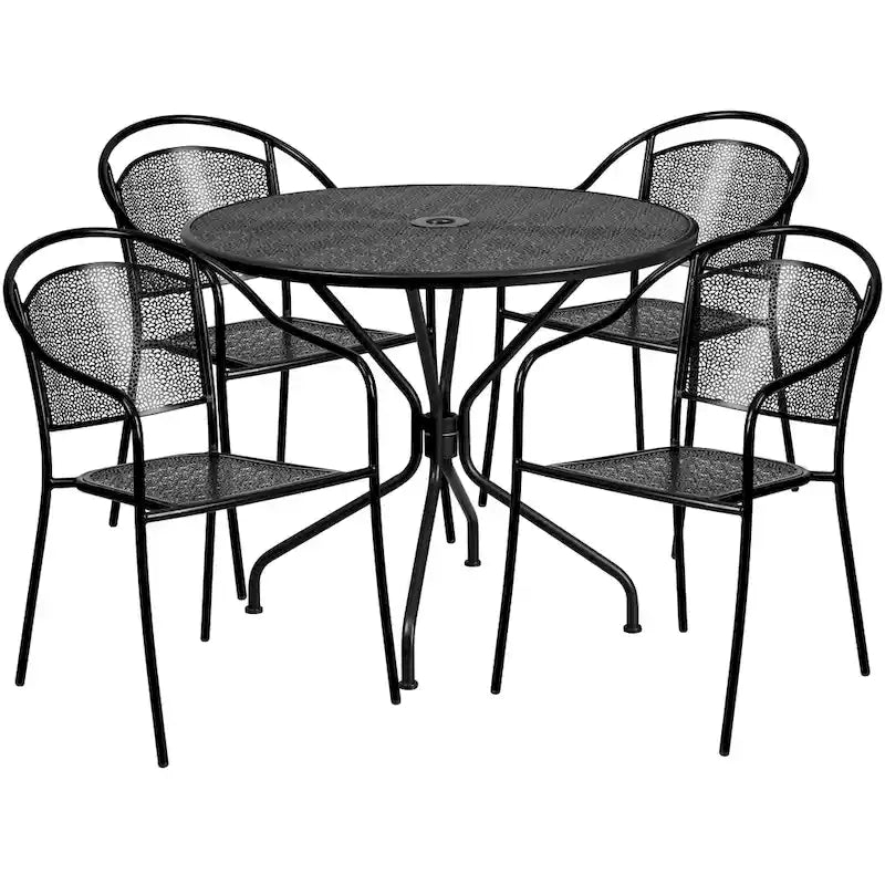 35.25-inch Round Indoor/Outdoor Steel Dining Set