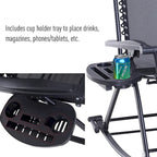 Outsunny Folding Zero Gravity Rocking Lounge Chair with Cup Holder Tray - Black