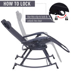 Outsunny Folding Zero Gravity Rocking Lounge Chair with Cup Holder Tray - Black