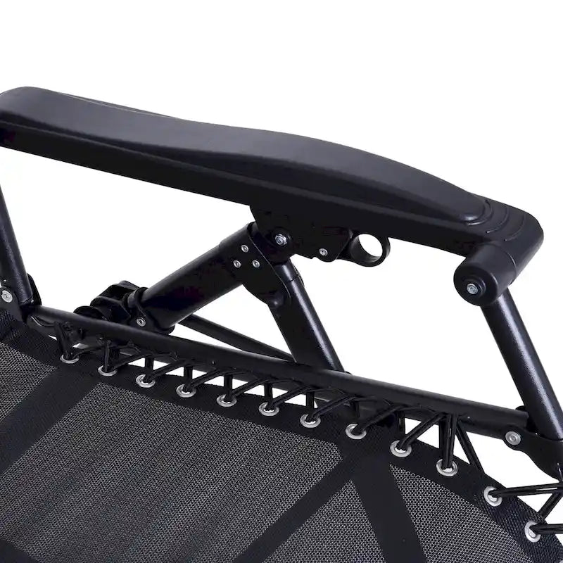 Outsunny Folding Zero Gravity Rocking Lounge Chair with Cup Holder Tray - Black