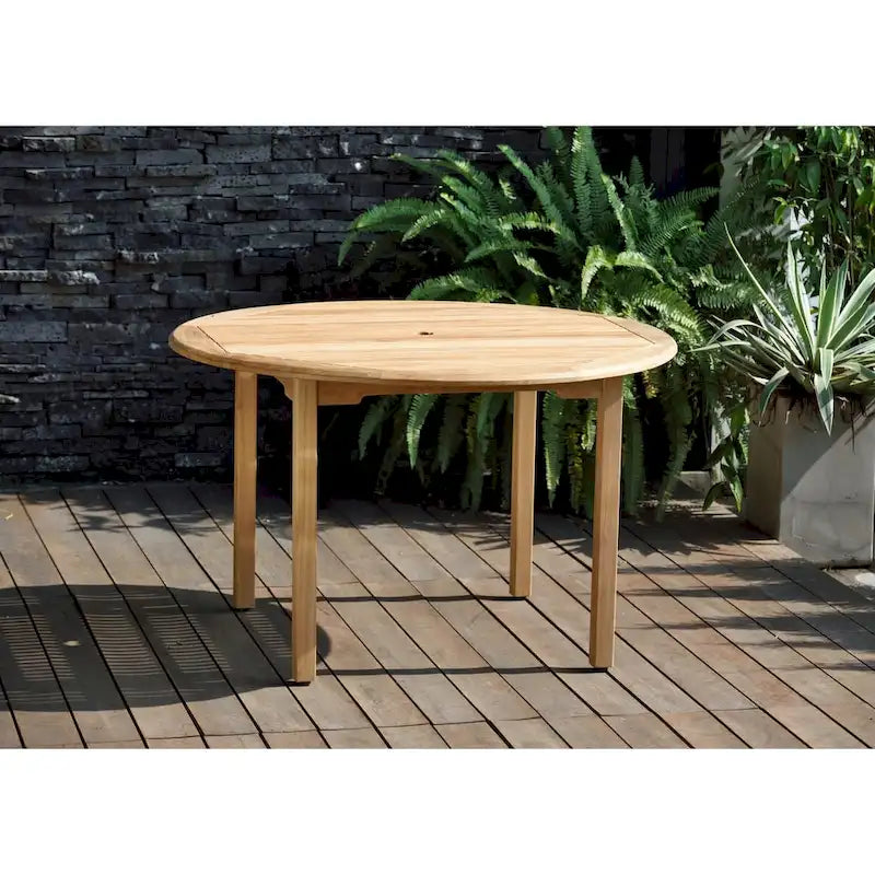 5-piece Round Wood Outdoor Dining Set - 5 Piece
