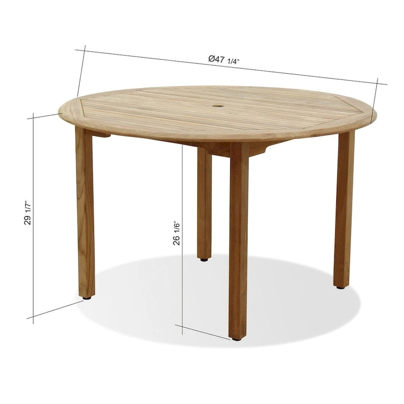 5-piece Round Wood Outdoor Dining Set - 5 Piece