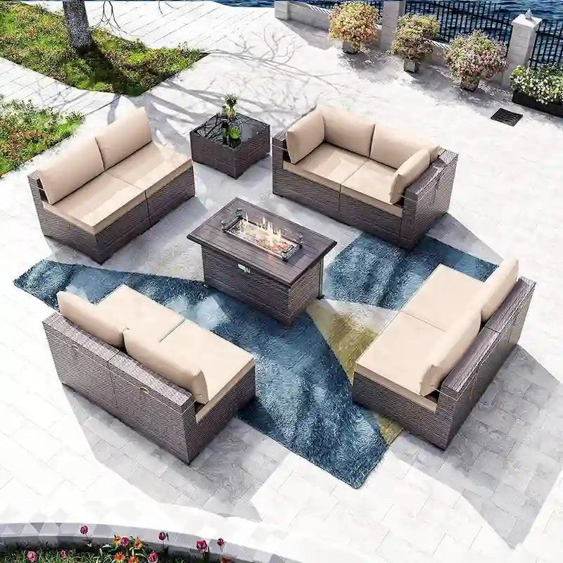 Outdoor Patio Furniture with Fire Pit Table