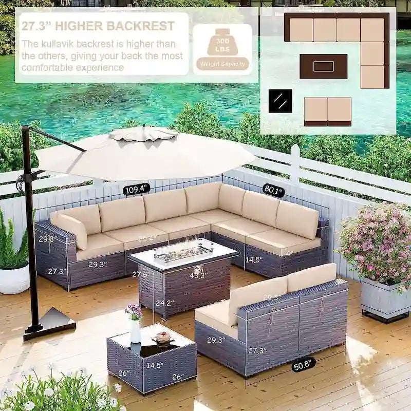 Outdoor Patio Furniture with Fire Pit Table