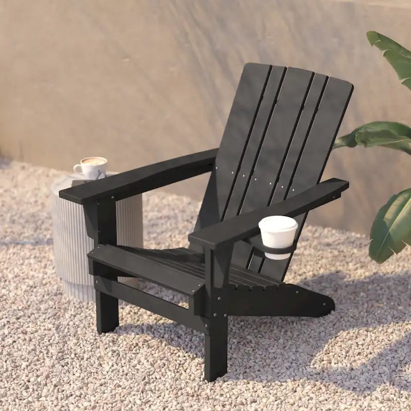 Commercial Grade All-Weather Adirondack Chair with Swiveling Cupholder
