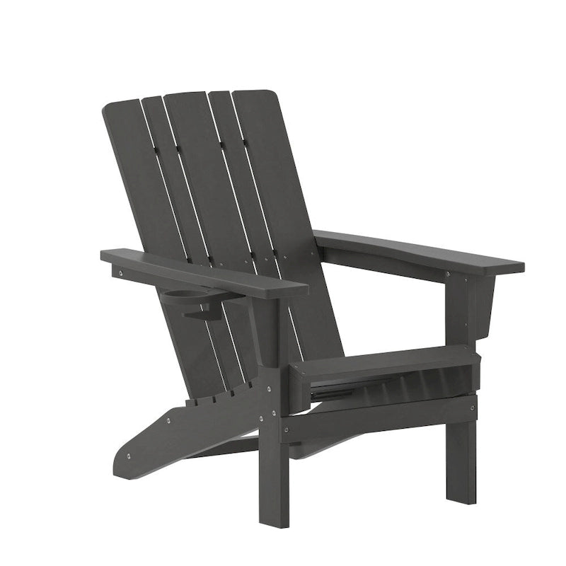Commercial Grade All-Weather Adirondack Chair with Swiveling Cupholder