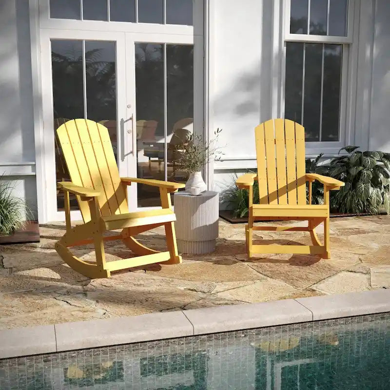 Adirondack Poly Resin Rocking Chairs for Indoor/Outdoor Use - 2 Pack