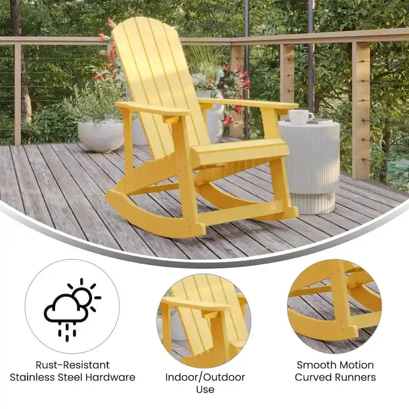 Adirondack Poly Resin Rocking Chairs for Indoor/Outdoor Use - 2 Pack