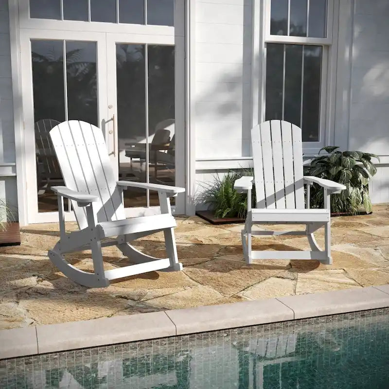 Adirondack Poly Resin Rocking Chairs for Indoor/Outdoor Use - 2 Pack