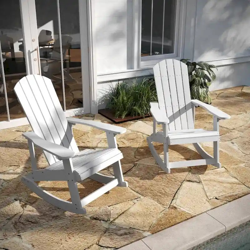 Adirondack Poly Resin Rocking Chairs for Indoor/Outdoor Use - 2 Pack