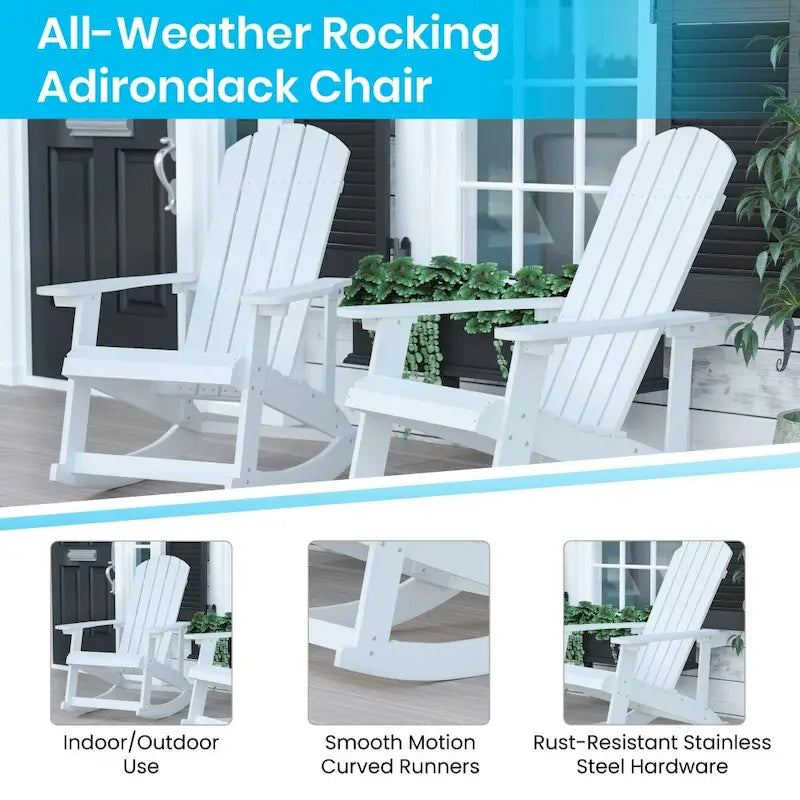 Adirondack Poly Resin Rocking Chairs for Indoor/Outdoor Use - 2 Pack