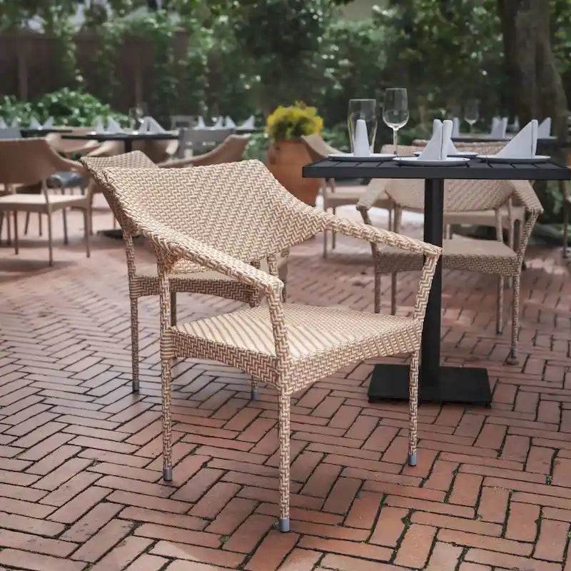 All Weather Commercial Grade PE Rattan Stacking Patio Chairs