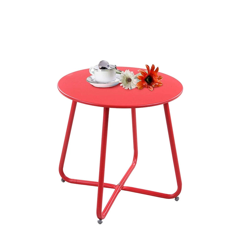 Grand Patio Steel Patio Side Table, Weather Resistant Outdoor Round End Table