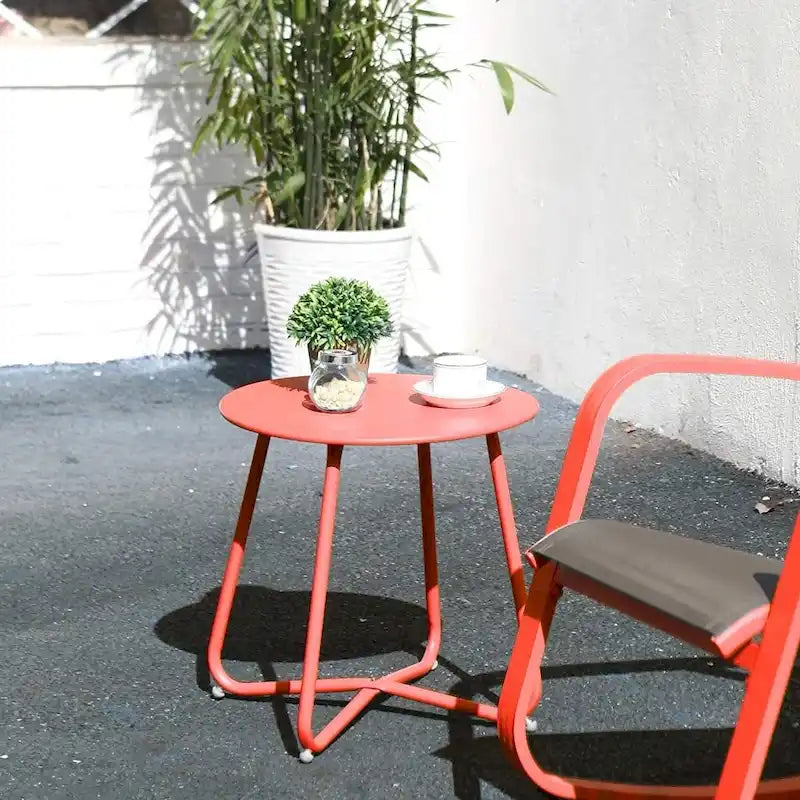 Grand Patio Steel Patio Side Table, Weather Resistant Outdoor Round End Table