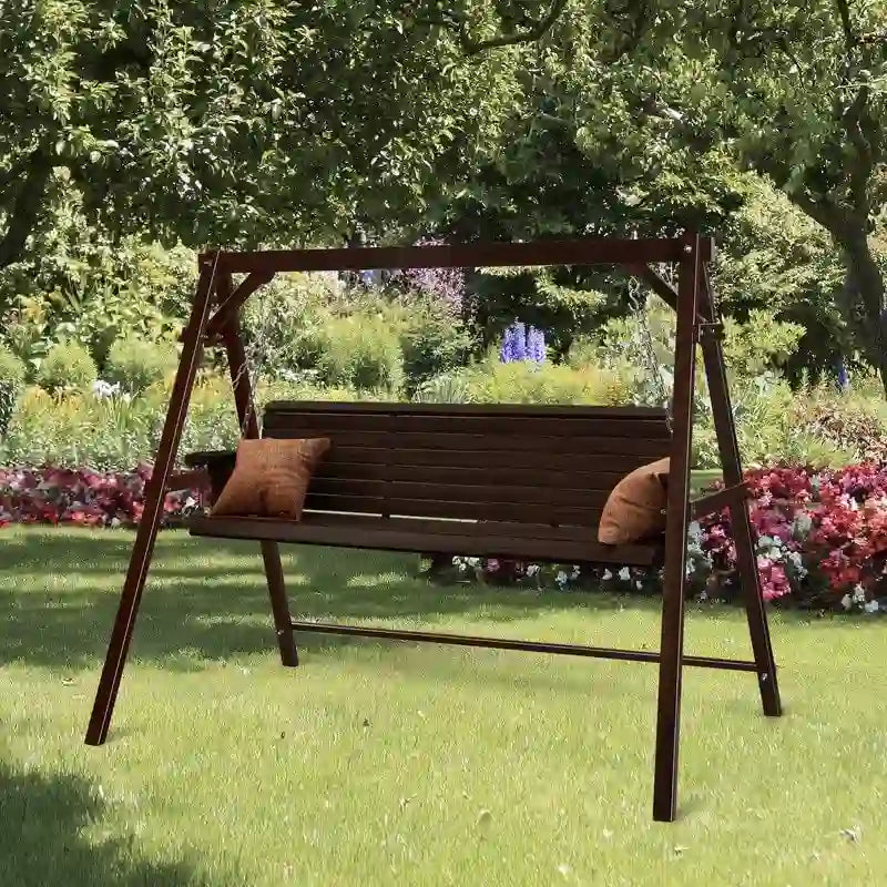 Carbonized Color Wood Swing Stand Suitable For 5ft Swing Chair - N/A