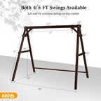 Carbonized Color Wood Swing Stand Suitable For 5ft Swing Chair - N/A