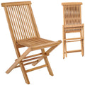 2 PCS Patio Folding Chair Indonesia Teak High Back Dining Slatted Seat Portable