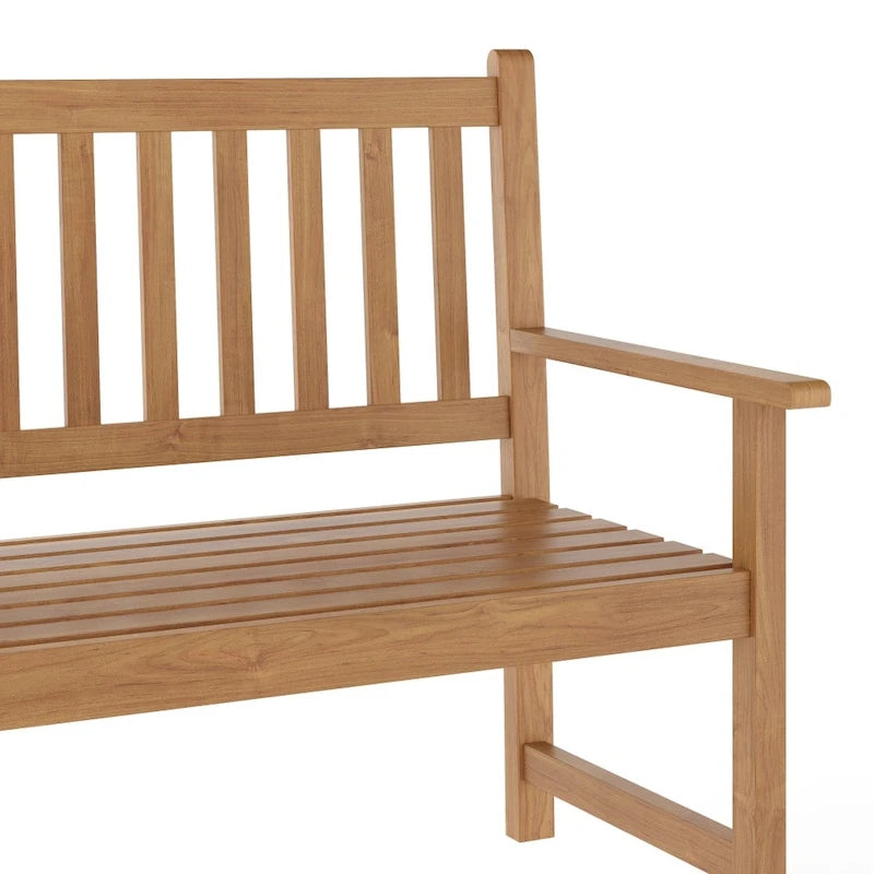 Solid Acacia Wood Indoor/Outdoor Patio Bench/Slatted Loveseat for 2