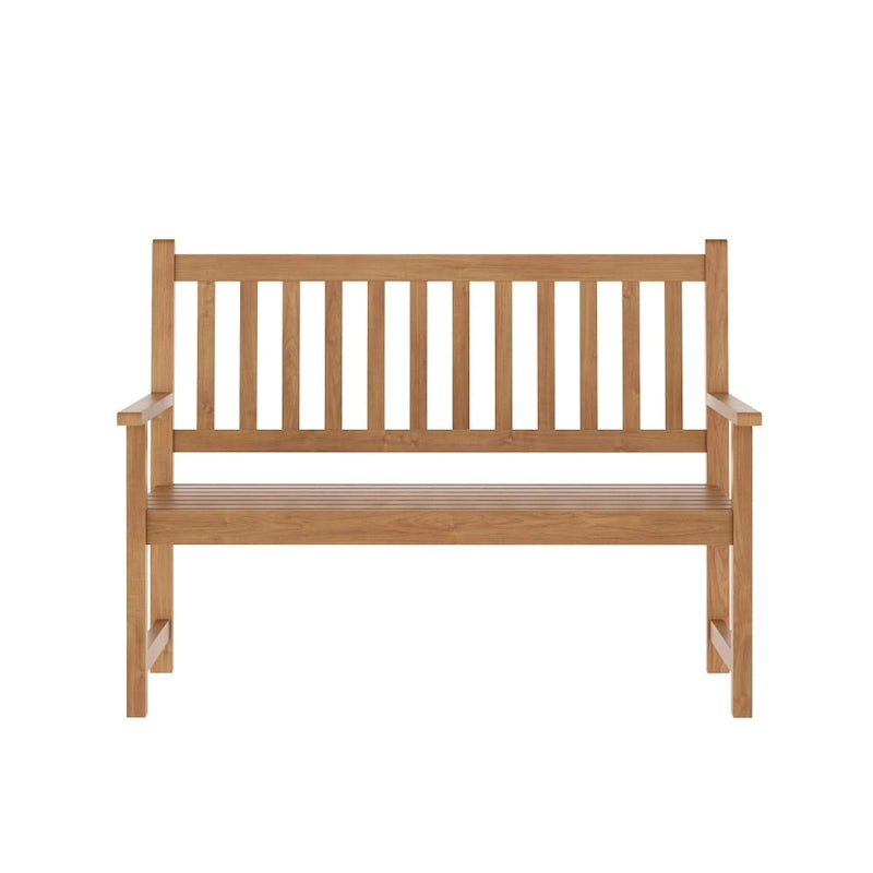 Solid Acacia Wood Indoor/Outdoor Patio Bench/Slatted Loveseat for 2
