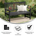 Solid Acacia Wood Indoor/Outdoor Patio Bench/Slatted Loveseat for 2