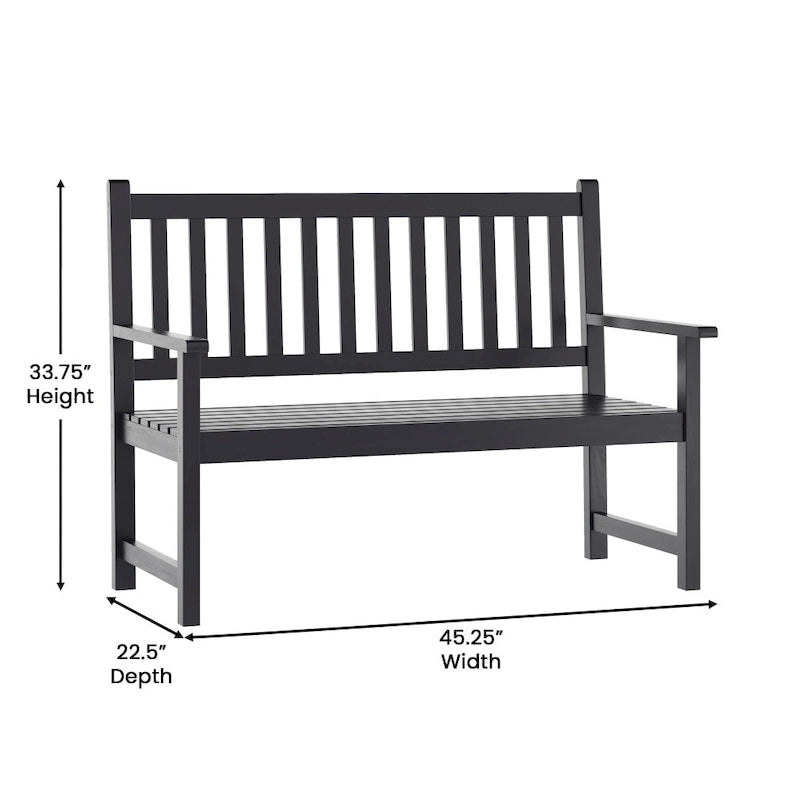 Solid Acacia Wood Indoor/Outdoor Patio Bench/Slatted Loveseat for 2