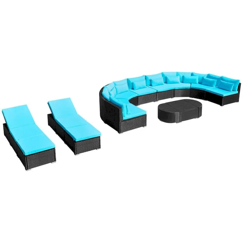Patio Furniture Sectional Sofa with Cushions Poly Rattan