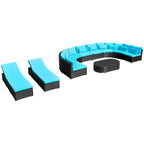 Patio Furniture Sectional Sofa with Cushions Poly Rattan