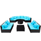 Patio Furniture Sectional Sofa with Cushions Poly Rattan